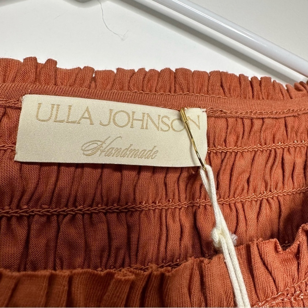 NWT ULLA JOHNSON Madeline Ruffled Smocked Midi Dress Size 6 - Picture 7 of 14